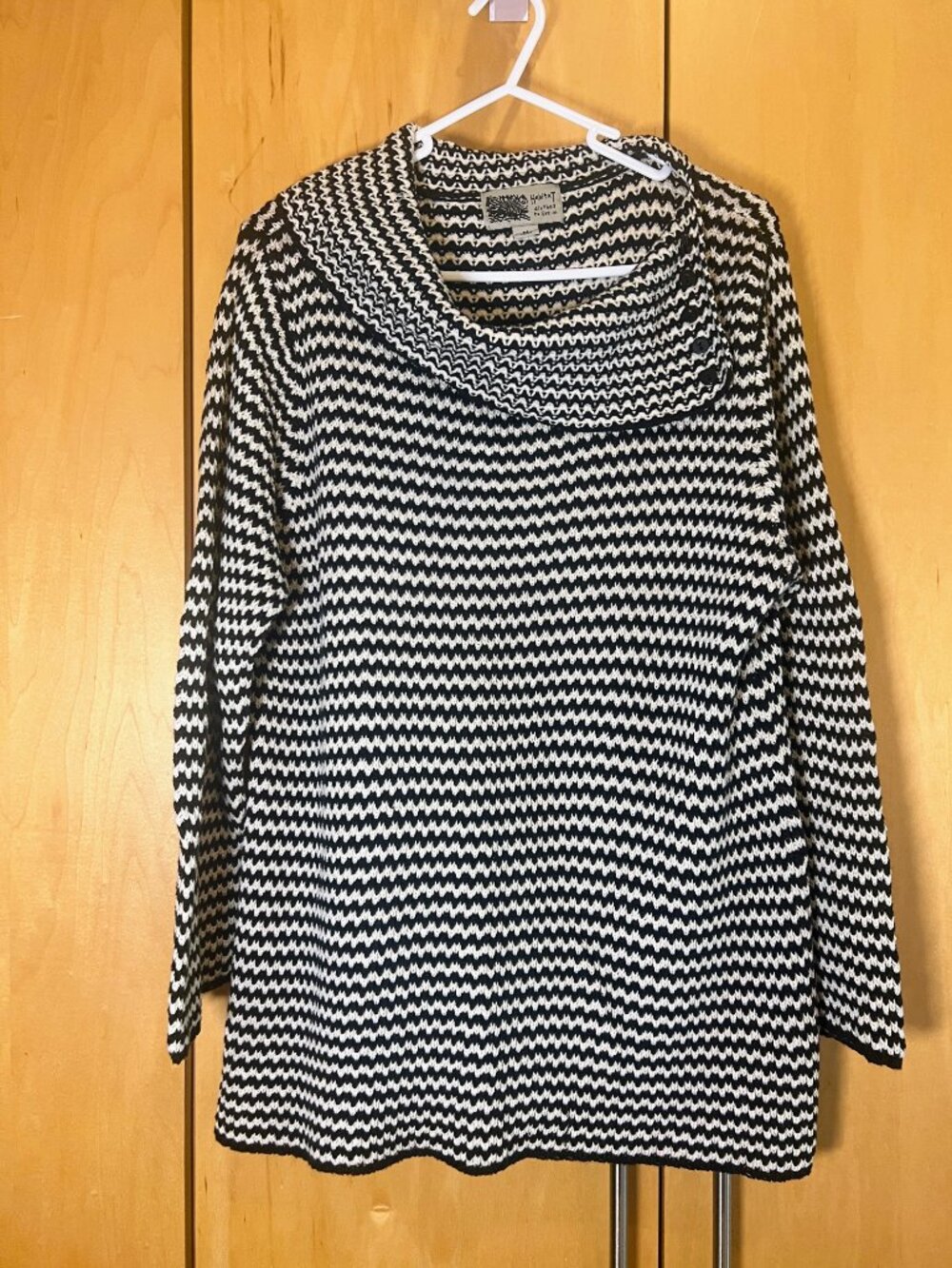 Habitat Clothes to Live in black/white cowl neck sweater, 100% cotton, M